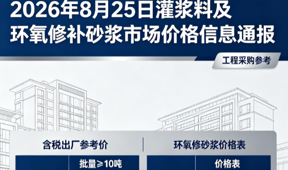 富宁2026年8月25日灌浆料及环氧修补砂浆市场价格信息通报